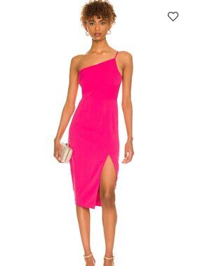 Lovers + Friends Lazo One Shoulder Slit Bodycon Midi Dress Hot Pink Women XS
